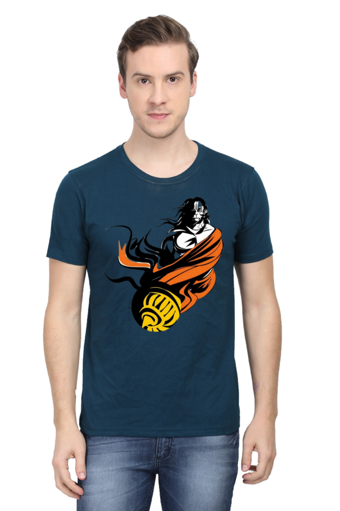 Hanuman's Blessing: Bluelanders Premium Cotton Bio-Washed Half-Sleeve T-Shirt.