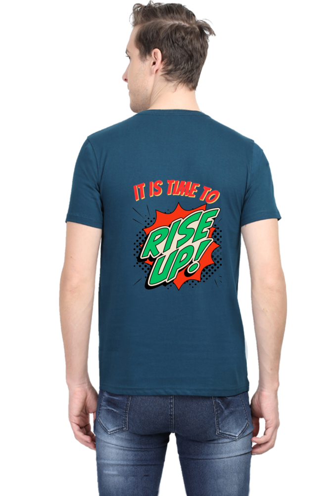 Bluelander's Half Sleeve Cotton Tee: Walk in Style with Enhanced Back Design.