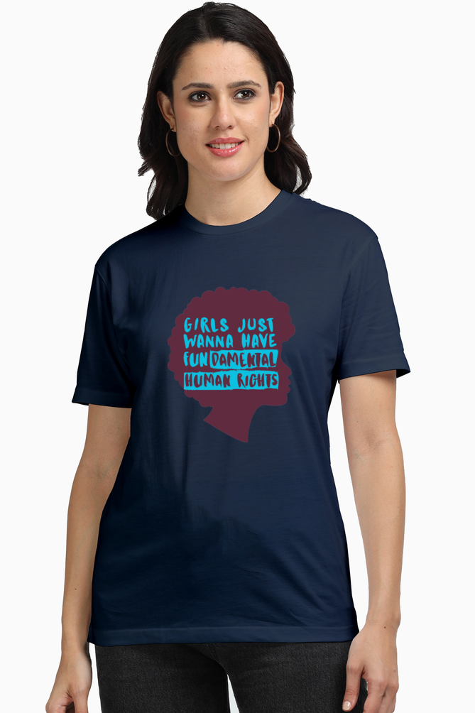 Indulge in comfort and style with Bluelander's Female Supima T-Shirt. Our latest design fundamental rights for every girl.