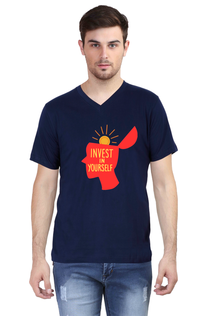 Chase Your Bliss: Experience Joy in Every Stitch with Bluelander's V Neck Cotton Half Sleeve Tees!