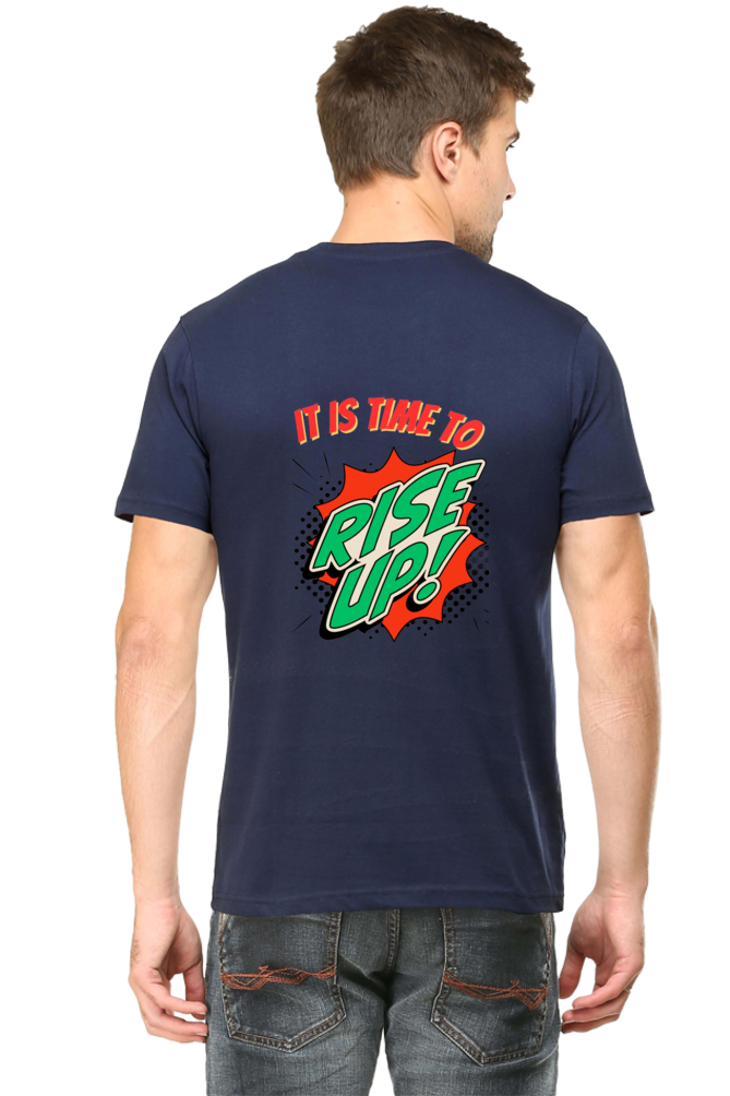 Bluelander's Half Sleeve Cotton Tee: Walk in Style with Enhanced Back Design.
