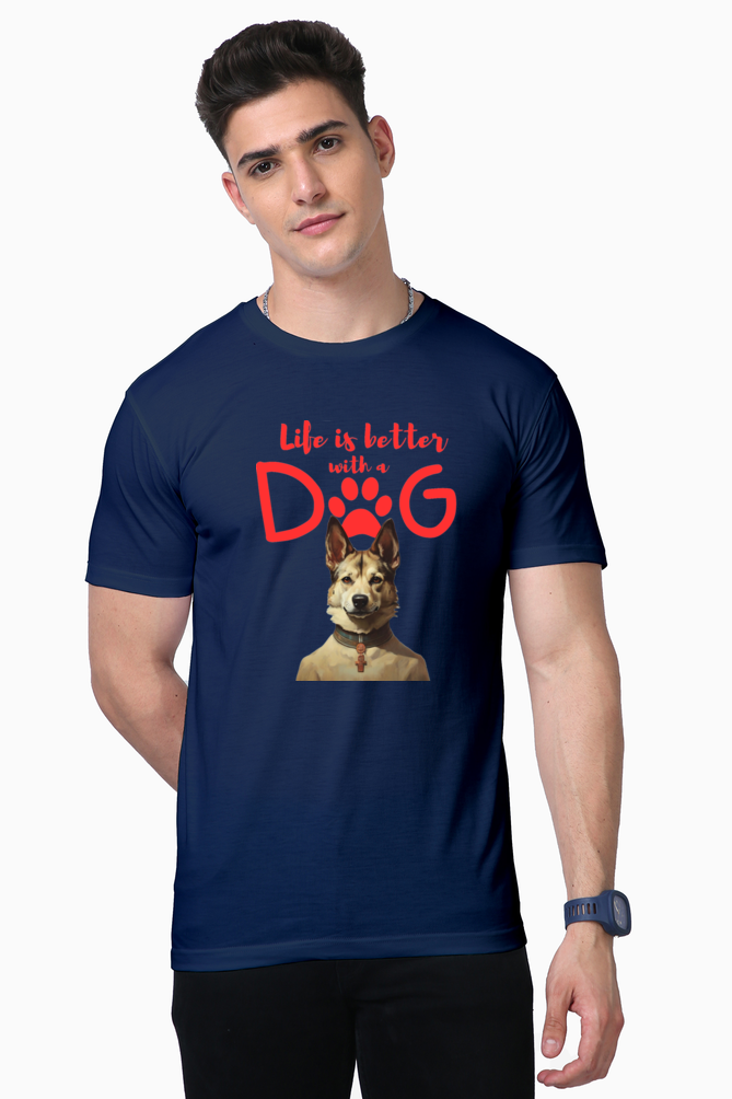 Cherish Furry Bonds: Bluelander Supima Half Sleeve T-Shirts – Supreme Comfort, Enhanced Design for Dog Lovers and Animal Enthusiasts.