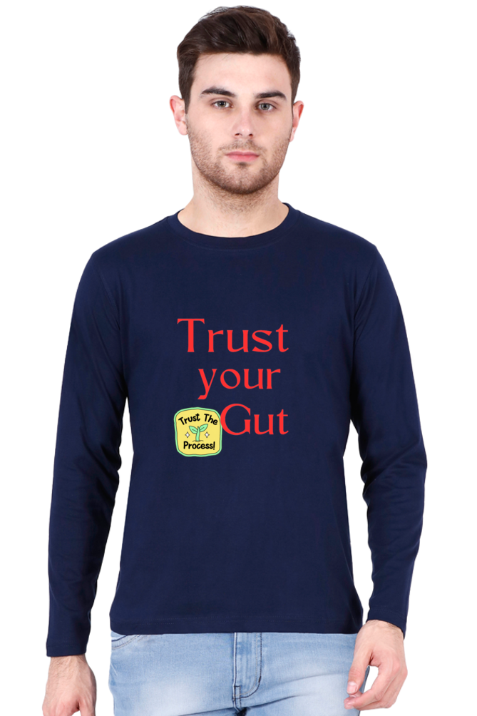 Embrace Success in Comfort: BlueLander Full Sleeve Cotton T-Shirt - Trust Your Gut, Trust the Process, and Keep Going!