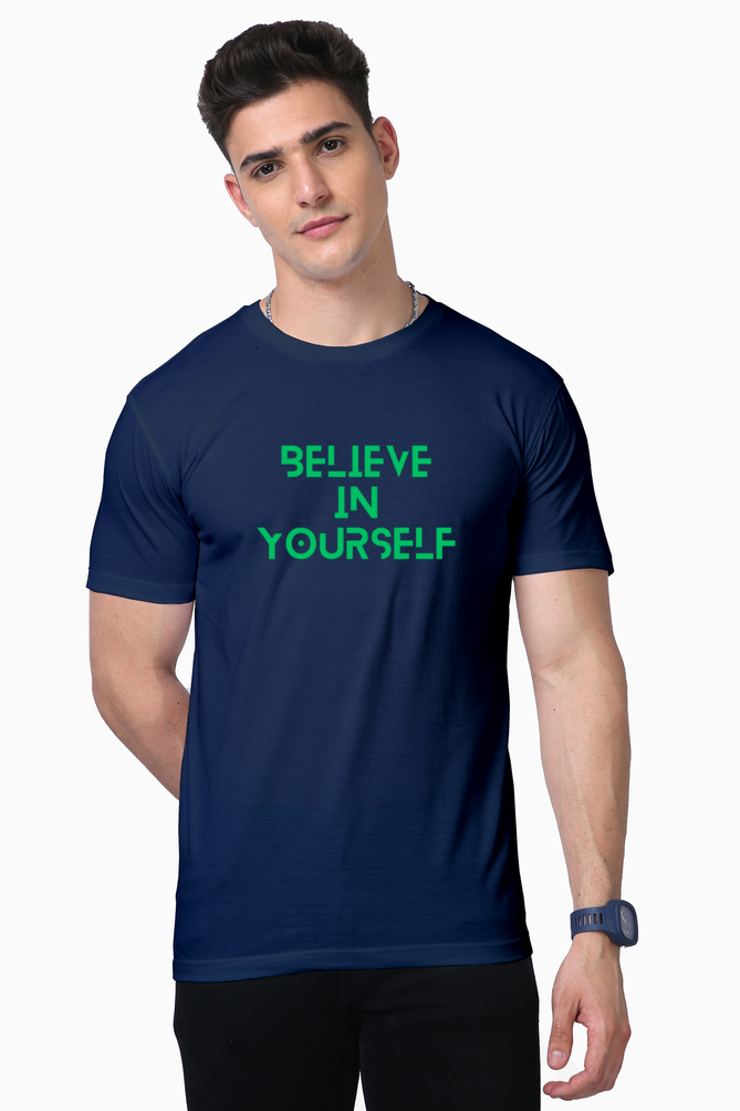 Believe in Yourself with Bluelander Supima Cotton Half Sleeve T-Shirts - Experience Supreme Comfort and Unleash Confidence.