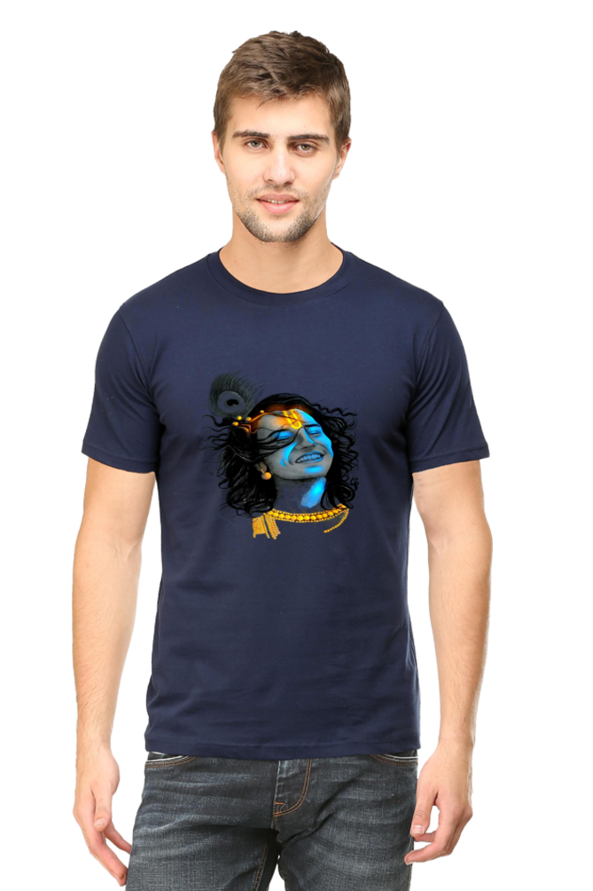 Experience Krishna's Love: Bluelander's Soft Cotton T-Shirt,Spiritual Fashion.