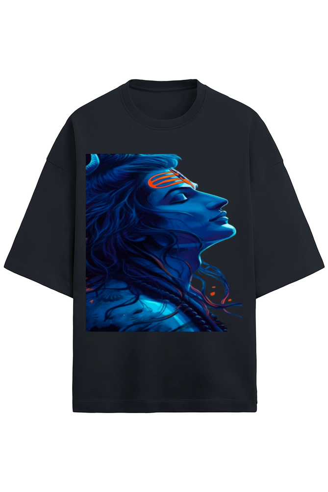 Glow-in-the-Dark Shiva Premium Unisex Oversized Cotton T-Shirt: Let's Light Up the Dark,by Bluelander