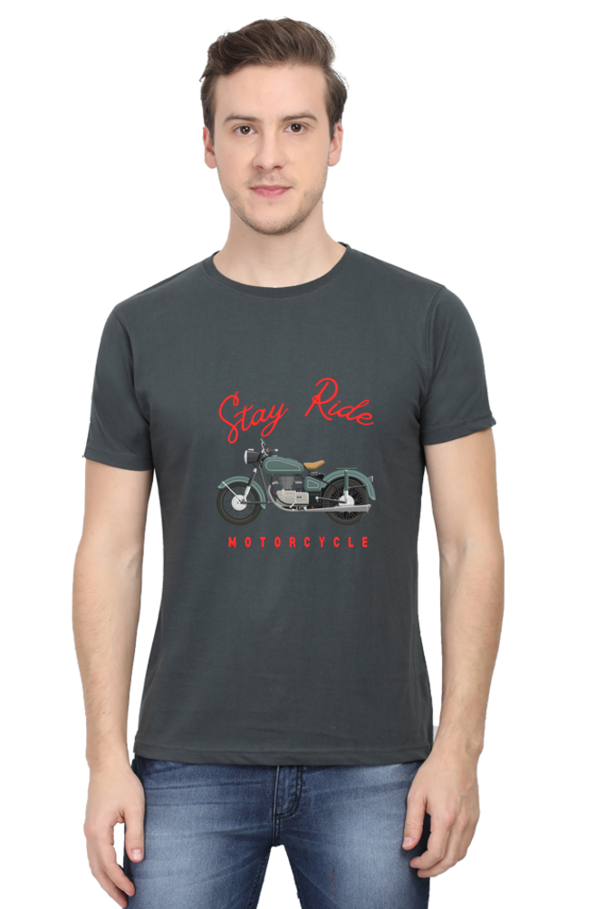BlueLander Cotton Half Sleeve T-Shirt– Make Your Journey Epic, Because Your Bike is Your First Love. Show Some Love to It with Our Enhanced Design and Connect on the Road of Glory.