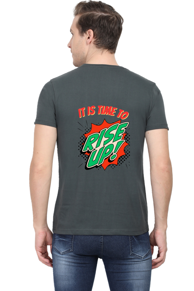 Bluelander's Half Sleeve Cotton Tee: Walk in Style with Enhanced Back Design.