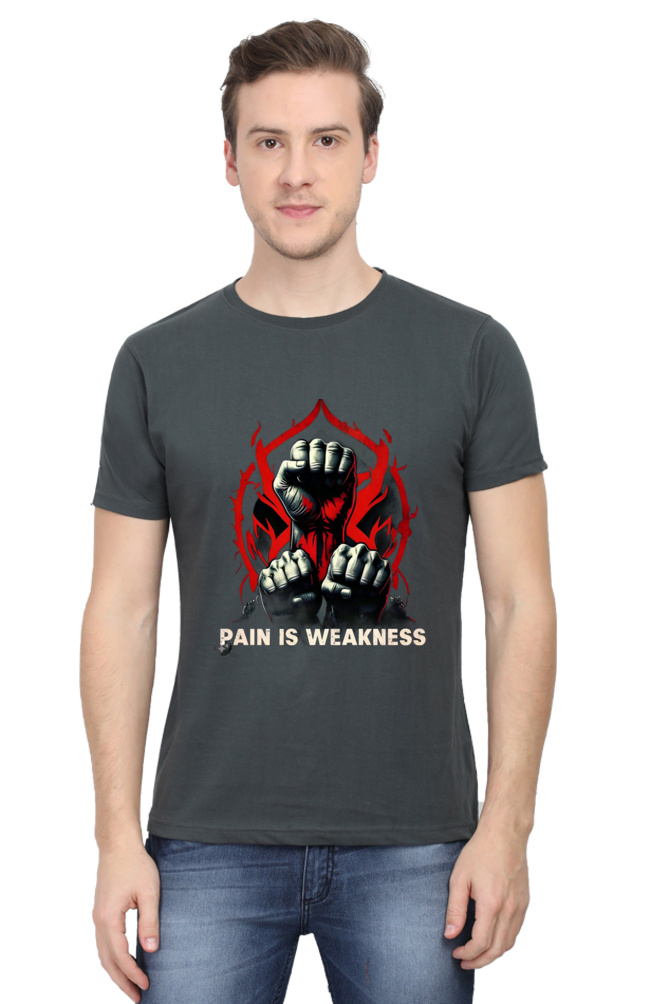 Unleash Your Strength with Bluelander Unisex T-Shirt Classic | 'Pain is Weakness' 3 Fists Design | 100% Cotton, Super Combed, Pre-Shrunk, Bio Washed, Lycra Ribbed Neck, Unisex Fit