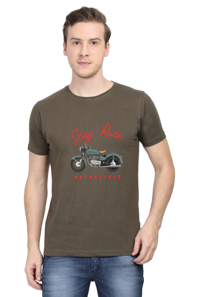 BlueLander Cotton Half Sleeve T-Shirt– Make Your Journey Epic, Because Your Bike is Your First Love. Show Some Love to It with Our Enhanced Design and Connect on the Road of Glory.