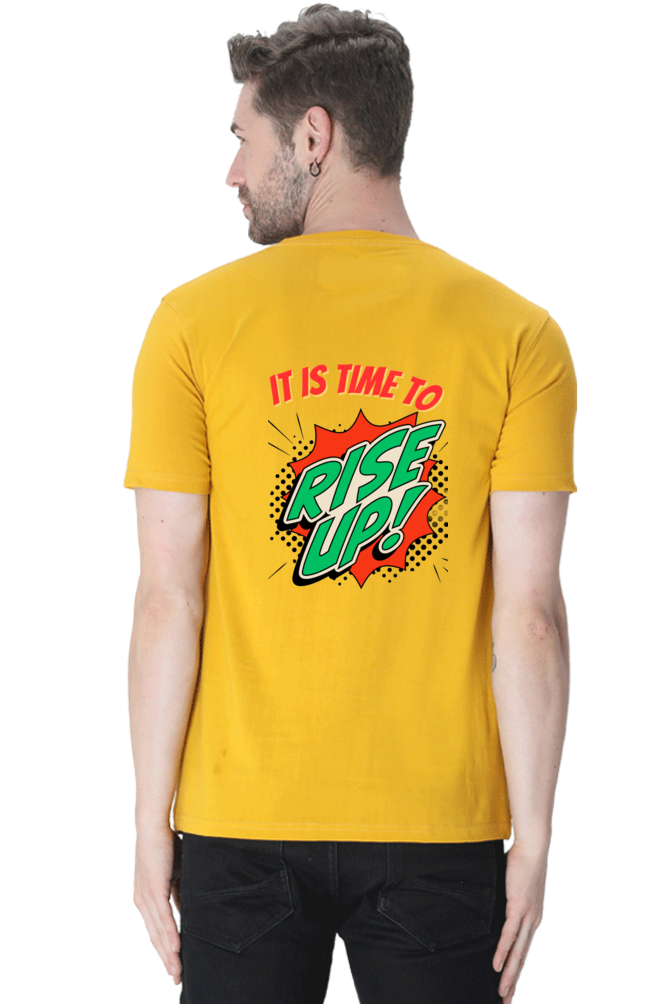 Bluelander's Half Sleeve Cotton Tee: Walk in Style with Enhanced Back Design.