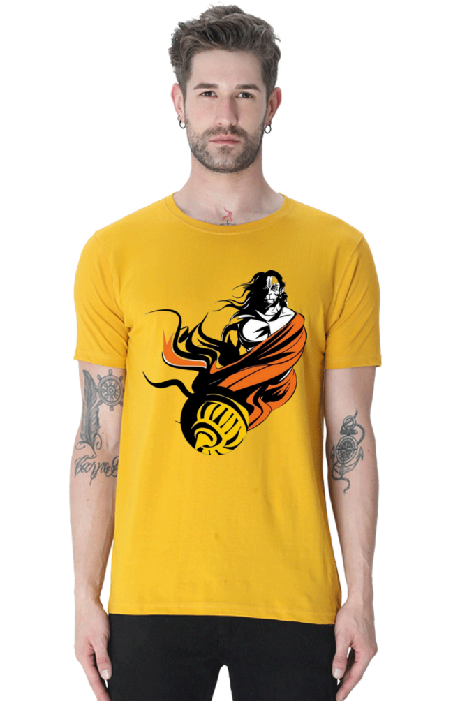 Hanuman's Blessing: Bluelanders Premium Cotton Bio-Washed Half-Sleeve T-Shirt.