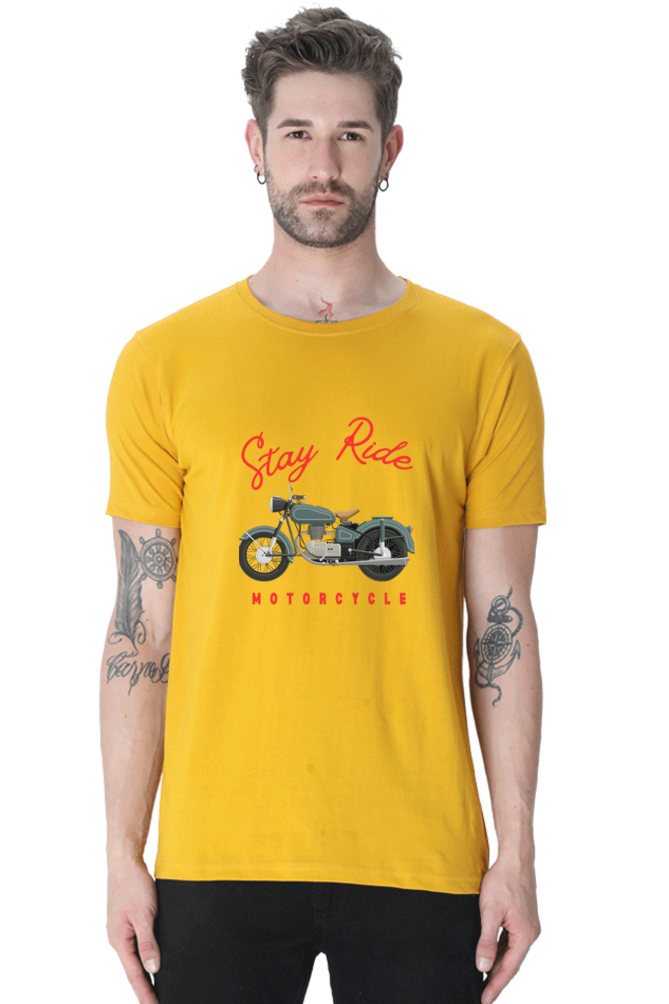 BlueLander Cotton Half Sleeve T-Shirt– Make Your Journey Epic, Because Your Bike is Your First Love. Show Some Love to It with Our Enhanced Design and Connect on the Road of Glory.