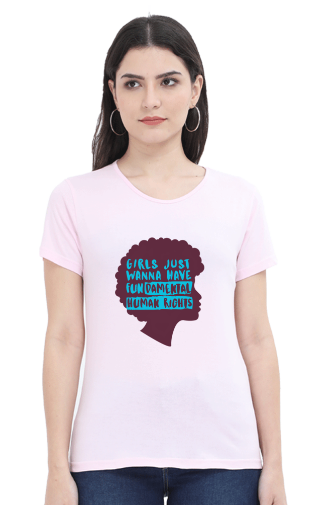 Step into style and comfort with Bluelander's Female Round Neck Half Sleeve T-Shirt- where fashion meets the fundamental right to express yourself effortlessly