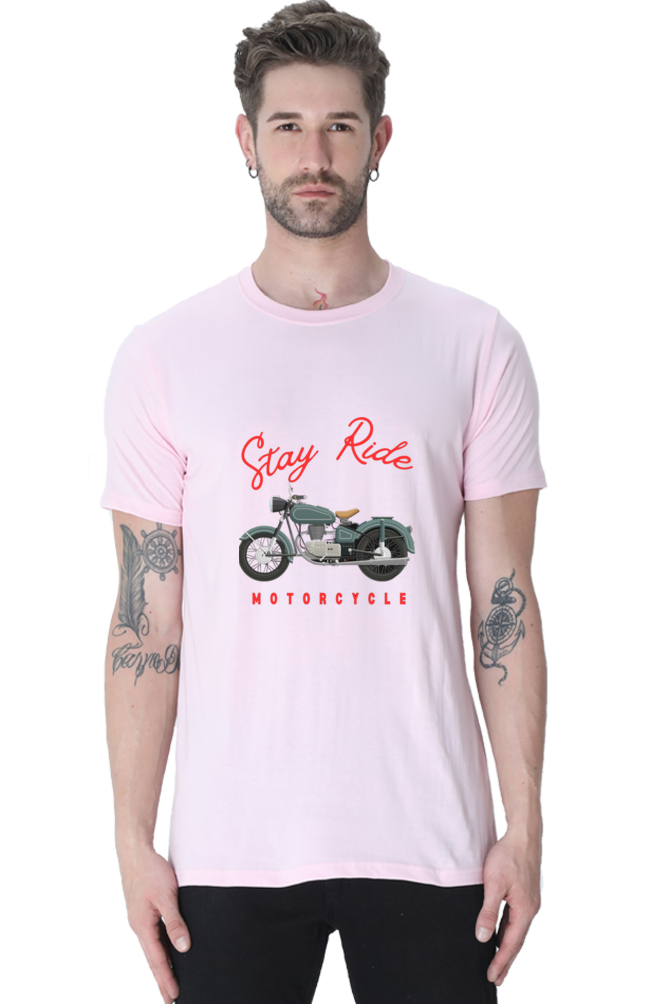 BlueLander Cotton Half Sleeve T-Shirt– Make Your Journey Epic, Because Your Bike is Your First Love. Show Some Love to It with Our Enhanced Design and Connect on the Road of Glory.
