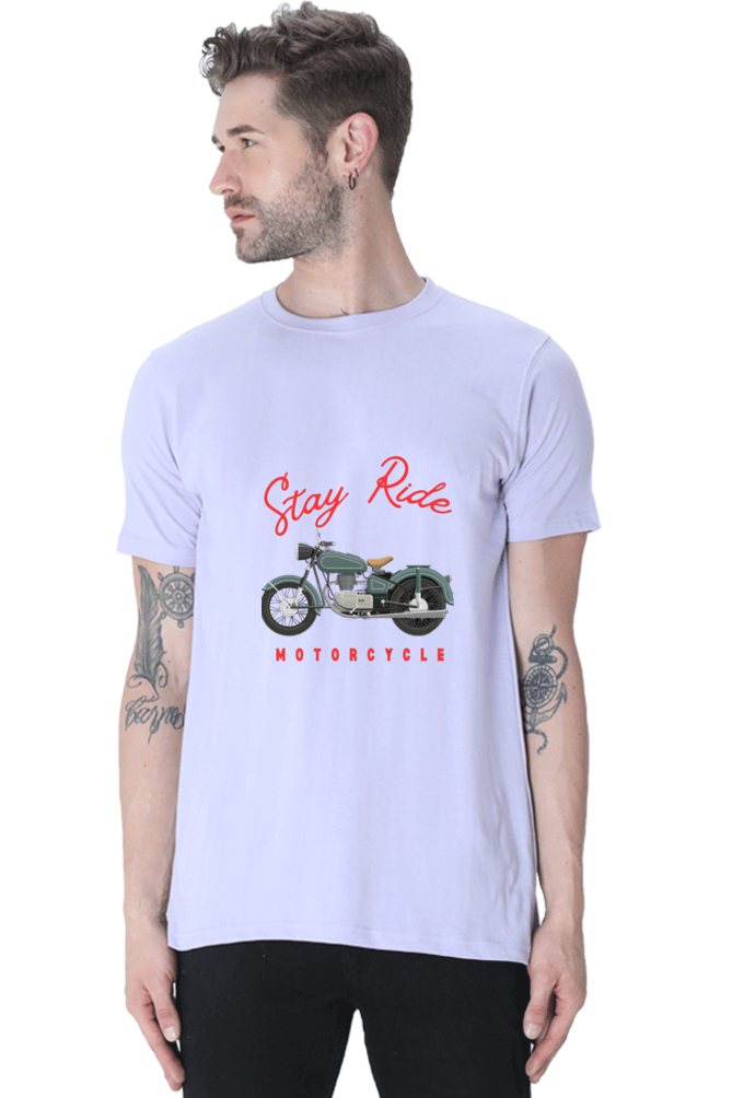 BlueLander Cotton Half Sleeve T-Shirt– Make Your Journey Epic, Because Your Bike is Your First Love. Show Some Love to It with Our Enhanced Design and Connect on the Road of Glory.