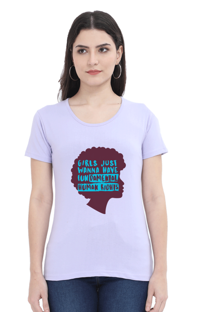 Step into style and comfort with Bluelander's Female Round Neck Half Sleeve T-Shirt- where fashion meets the fundamental right to express yourself effortlessly