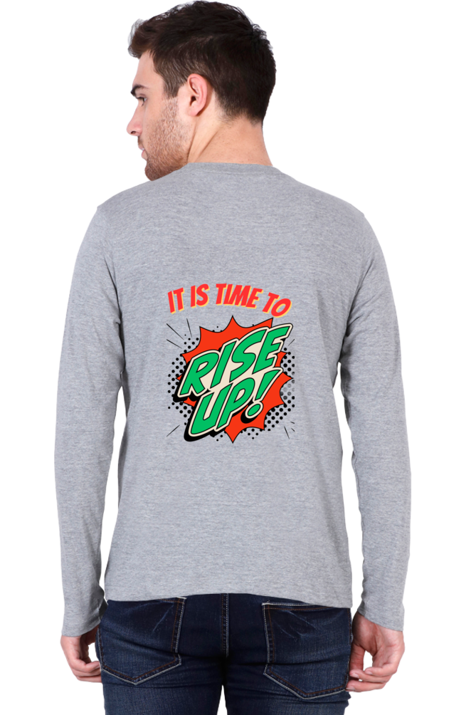 Time to Rise Up in Style: BlueLander's Cotton Full Sleeve T-Shirt with Enhanced Back Designs.