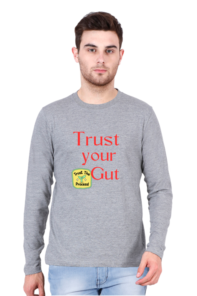 Embrace Success in Comfort: BlueLander Full Sleeve Cotton T-Shirt - Trust Your Gut, Trust the Process, and Keep Going!