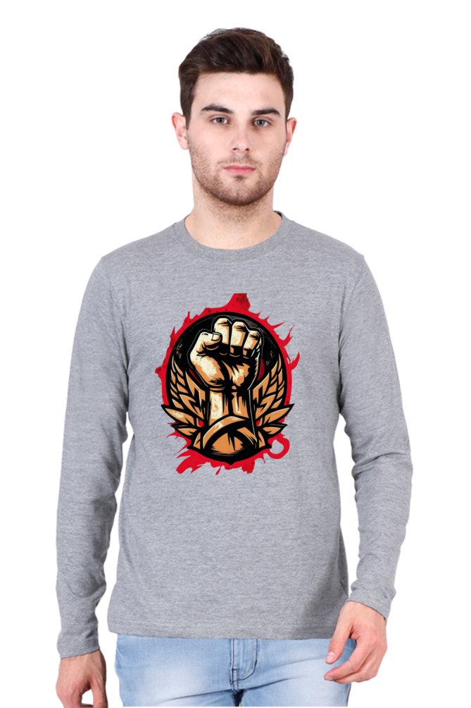 Rock the Look with Bluelander Cotton Full Sleeve T-Shirt | 'Fight Like a Rock Star' Design | 100% Cotton, Pre-Shrunk, Bio Washed