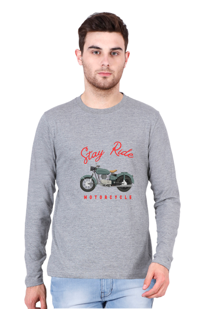 Gear Up in Style: BlueLander Cotton Full Sleeve T-Shirt – Unleash the Biker Chic, Where Comfort Meets the Open Road.
