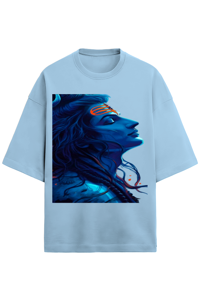 Glow-in-the-Dark Shiva Premium Unisex Oversized Cotton T-Shirt: Let's Light Up the Dark,by Bluelander