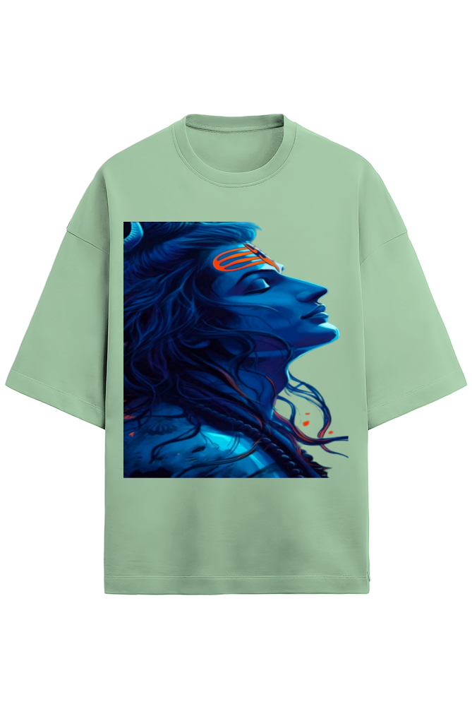 Glow-in-the-Dark Shiva Premium Unisex Oversized Cotton T-Shirt: Let's Light Up the Dark,by Bluelander