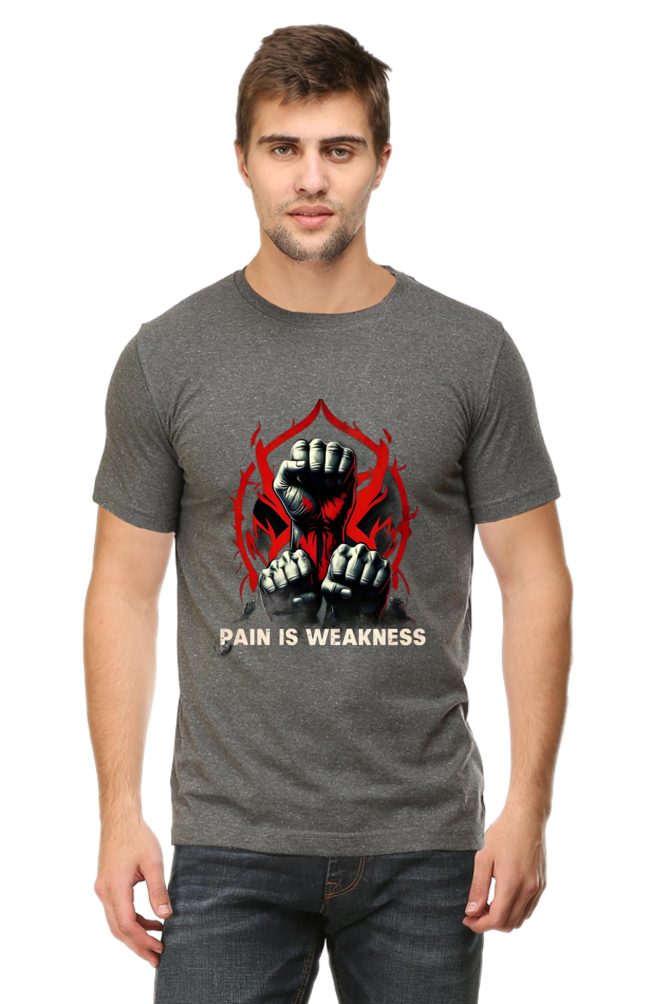 Unleash Your Strength with Bluelander Unisex T-Shirt Classic | 'Pain is Weakness' 3 Fists Design | 100% Cotton, Super Combed, Pre-Shrunk, Bio Washed, Lycra Ribbed Neck, Unisex Fit