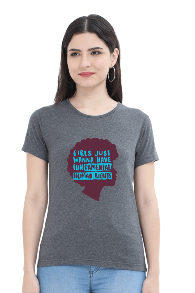 Step into style and comfort with Bluelander's Female Round Neck Half Sleeve T-Shirt- where fashion meets the fundamental right to express yourself effortlessly