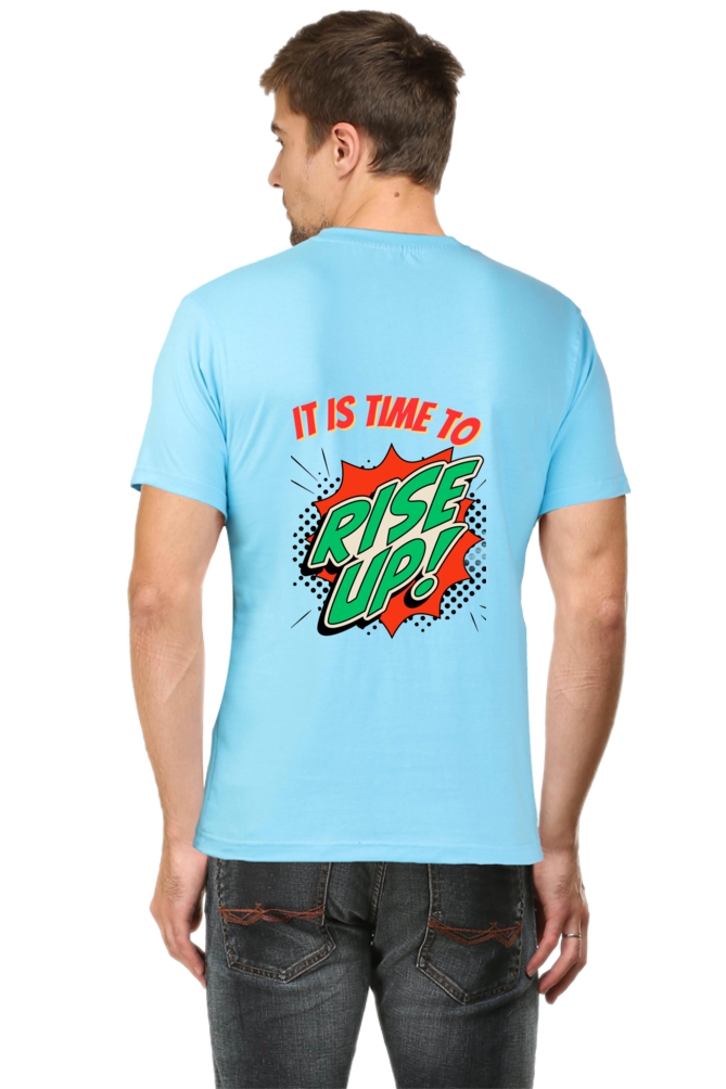 Bluelander's Half Sleeve Cotton Tee: Walk in Style with Enhanced Back Design.