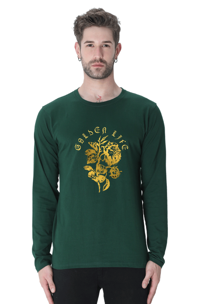 BlueLander Full Sleeve Gold Vinyl Printing Live Your Golden Life with Our Fashion Supreme Style and Quality