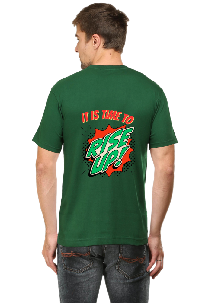 Bluelander's Half Sleeve Cotton Tee: Walk in Style with Enhanced Back Design.