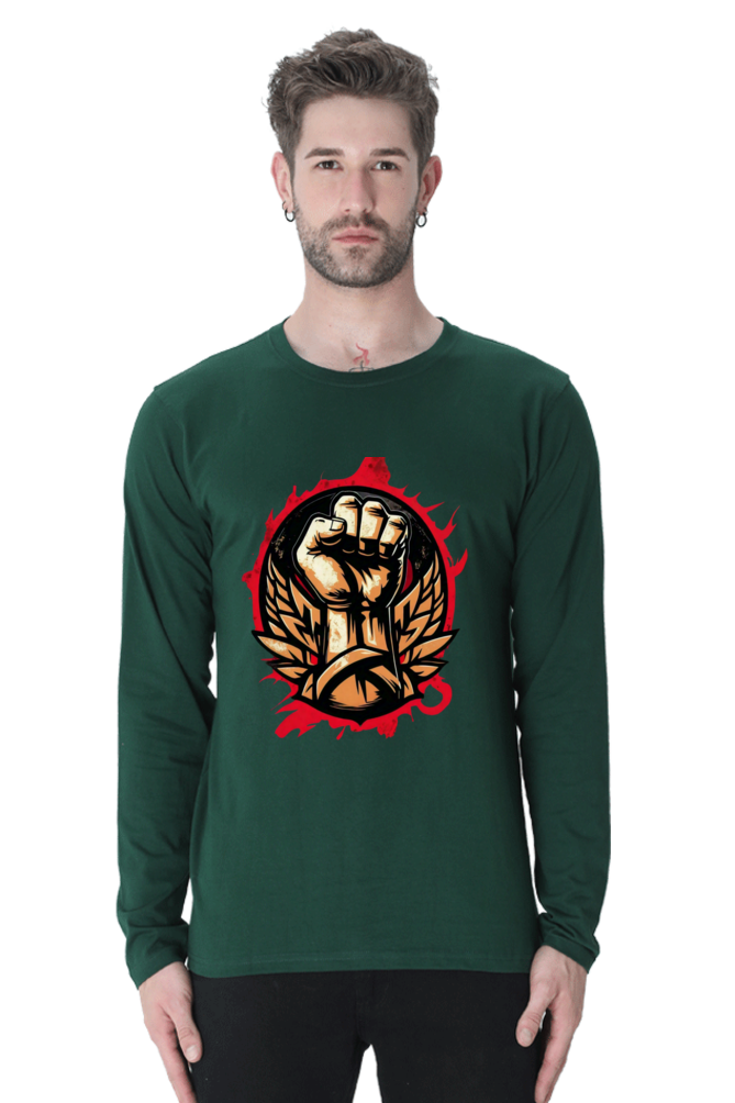 Rock the Look with Bluelander Cotton Full Sleeve T-Shirt | 'Fight Like a Rock Star' Design | 100% Cotton, Pre-Shrunk, Bio Washed