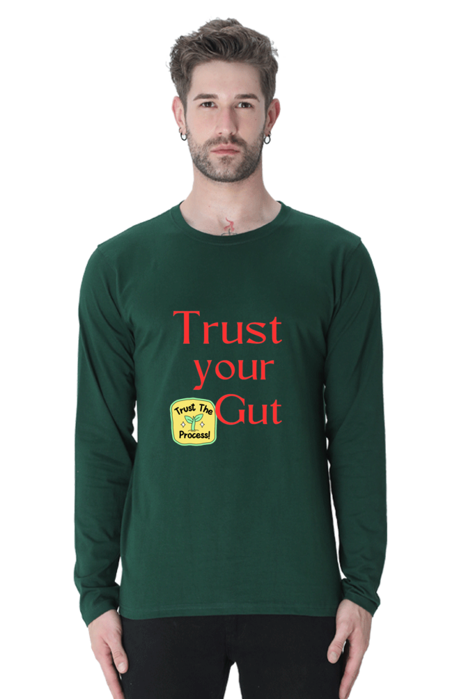 Embrace Success in Comfort: BlueLander Full Sleeve Cotton T-Shirt - Trust Your Gut, Trust the Process, and Keep Going!