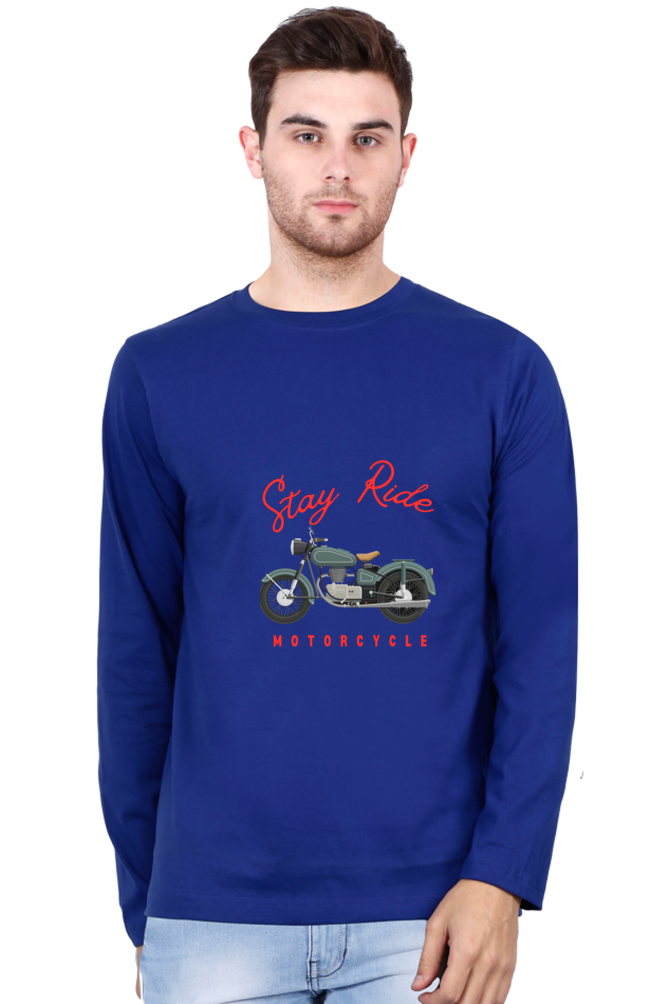 Gear Up in Style: BlueLander Cotton Full Sleeve T-Shirt – Unleash the Biker Chic, Where Comfort Meets the Open Road.