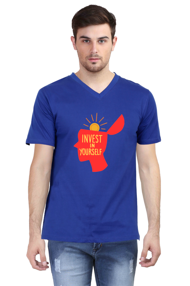 Chase Your Bliss: Experience Joy in Every Stitch with Bluelander's V Neck Cotton Half Sleeve Tees!