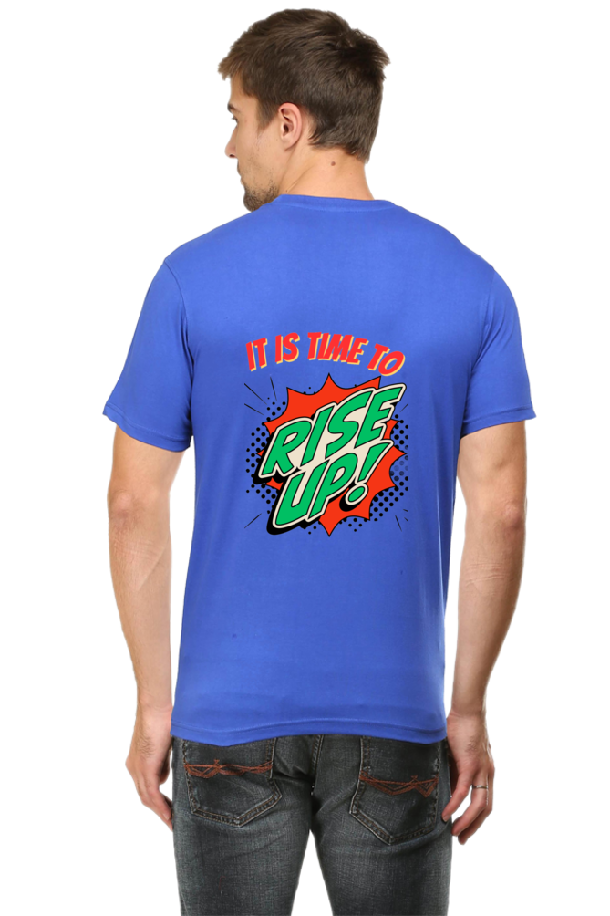 Bluelander's Half Sleeve Cotton Tee: Walk in Style with Enhanced Back Design.