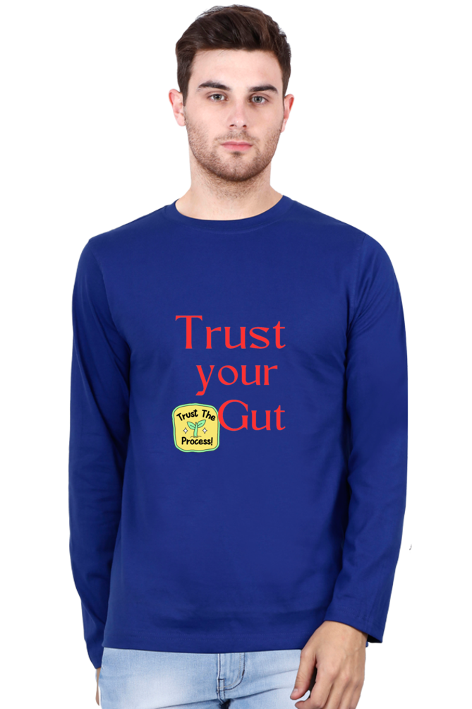 Embrace Success in Comfort: BlueLander Full Sleeve Cotton T-Shirt - Trust Your Gut, Trust the Process, and Keep Going!