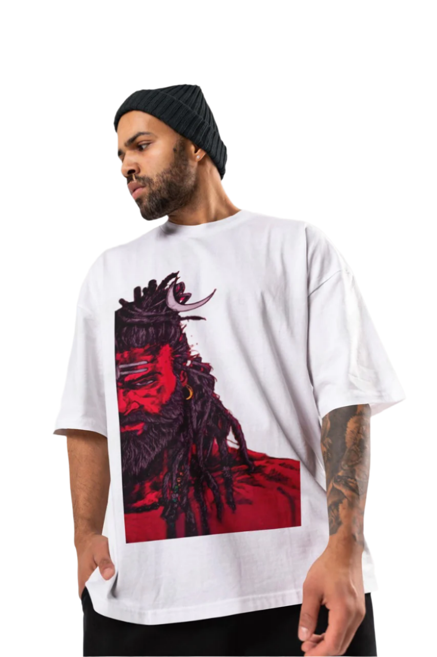 Adorn Yourself with Divine Shiva Unisex Cotton Over Sized T-Shirt - Experience Shiva's Grace.