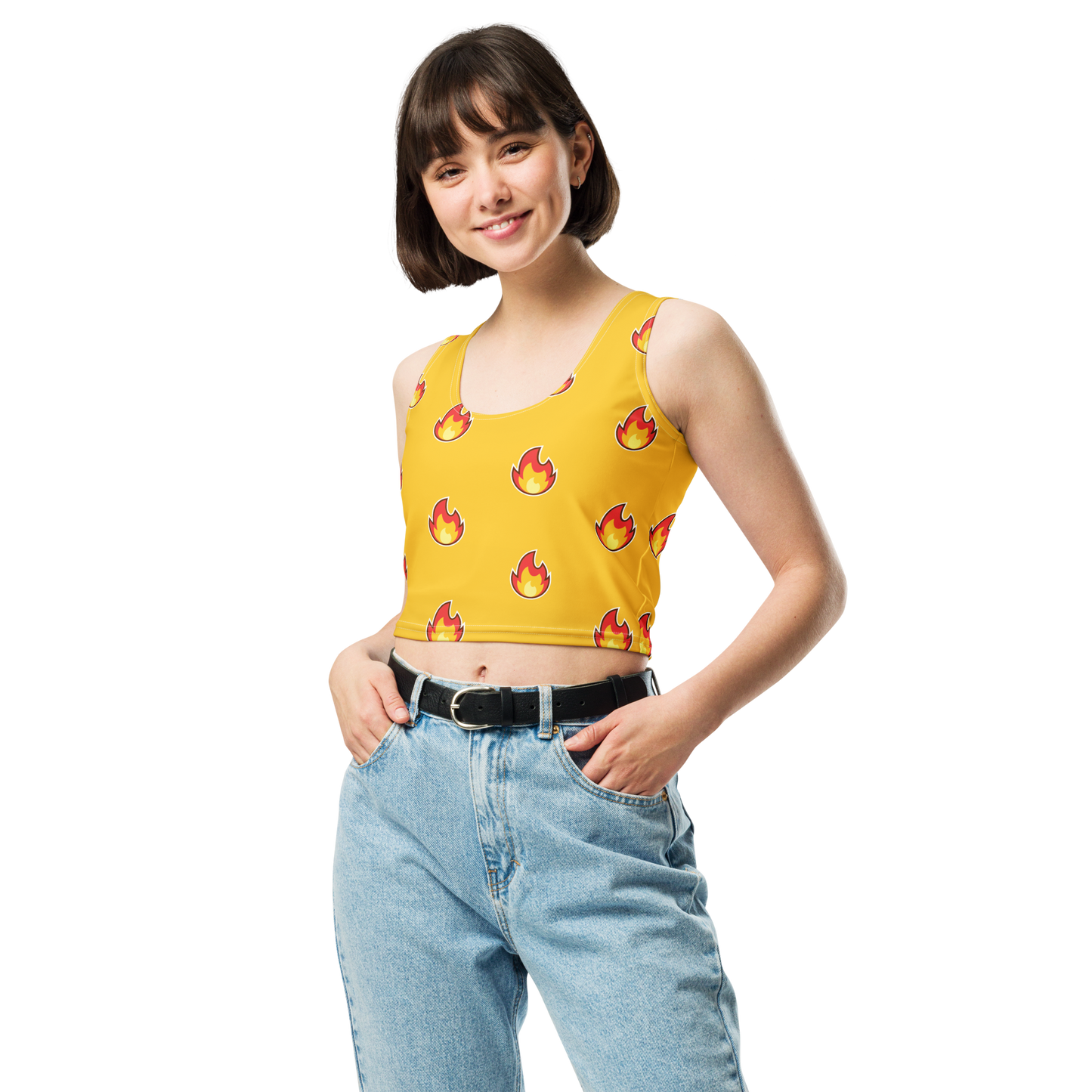 Embrace Timeless Style with Bluelander's All Over Print Crop Tops.