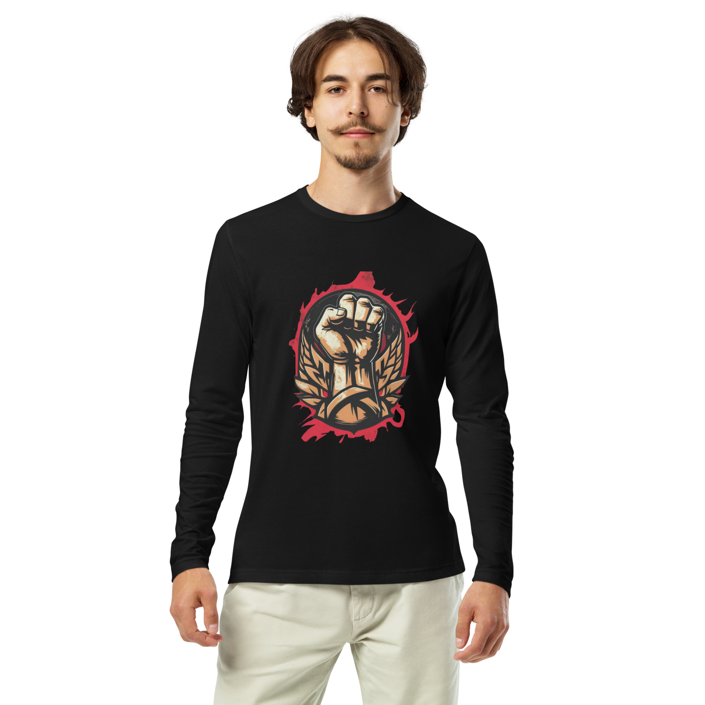 Rock the Look with Bluelander Cotton Full Sleeve T-Shirt | 'Fight Like a Rock Star' Design | 100% Cotton, Pre-Shrunk, Bio Washed