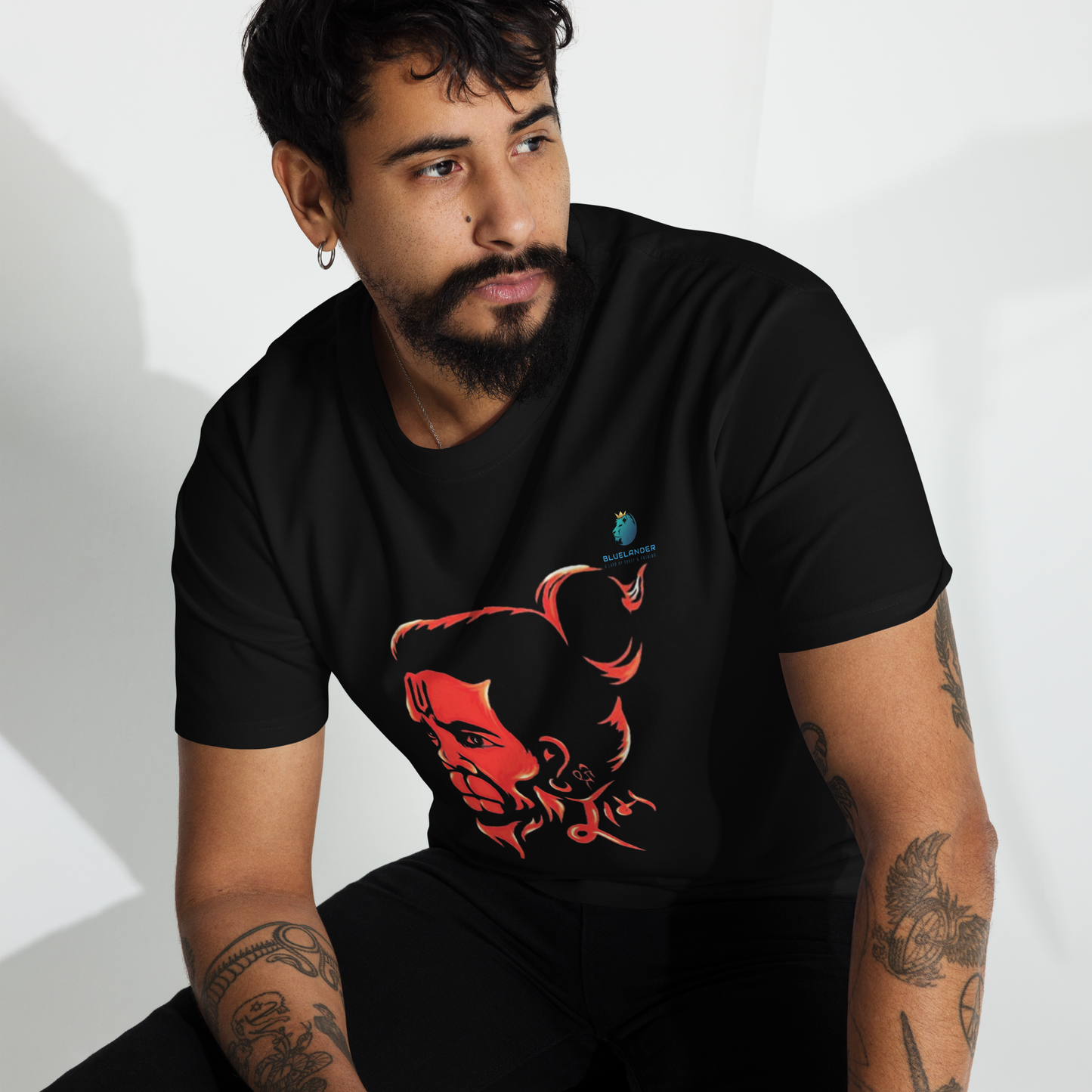 Hanuman's Blessing, Soft and Pure: Bluelanders Divine Protection premium cotton T-Shirt.