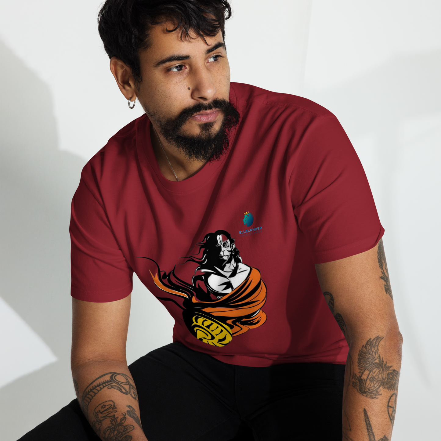 Hanuman's Blessing: Bluelanders Premium Cotton Bio-Washed Half-Sleeve T-Shirt.