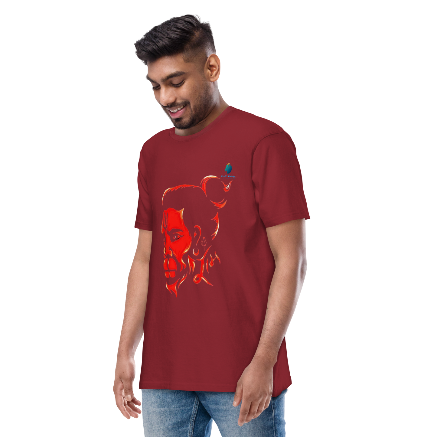 Hanuman's Blessing, Soft and Pure: Bluelanders Divine Protection premium cotton T-Shirt.