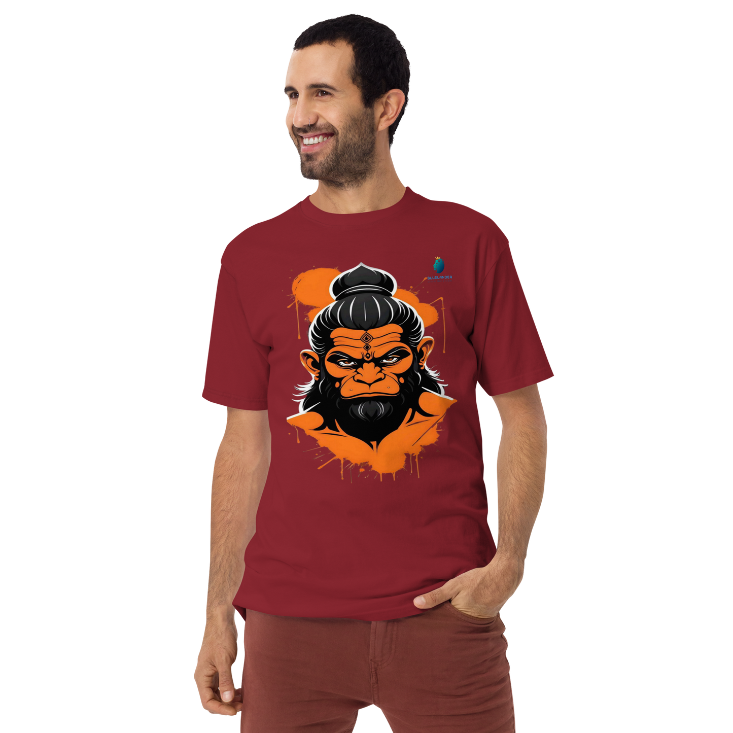 Bluelanders Divine Protection: Soft and Bio-Washed Hanuman premium unisex cotton T-Shirt.