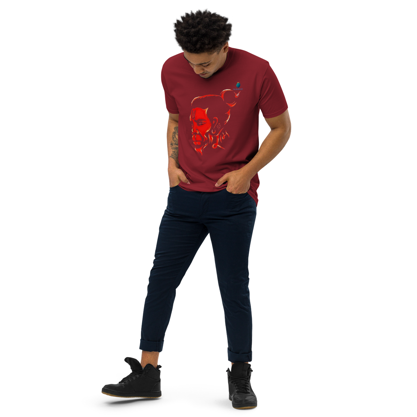 Hanuman's Blessing, Soft and Pure: Bluelanders Divine Protection premium cotton T-Shirt.
