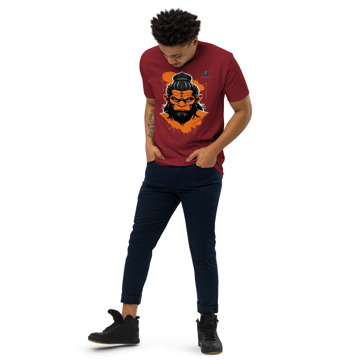Bluelanders Divine Protection: Soft and Bio-Washed Hanuman premium unisex cotton T-Shirt.