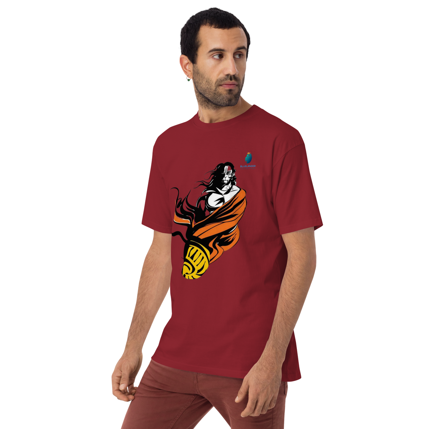 Hanuman's Blessing: Bluelanders Premium Cotton Bio-Washed Half-Sleeve T-Shirt.