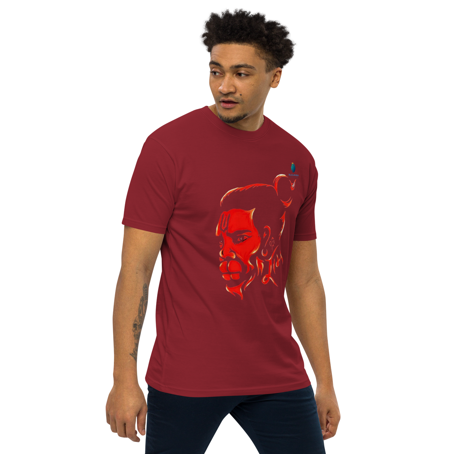 Hanuman's Blessing, Soft and Pure: Bluelanders Divine Protection premium cotton T-Shirt.