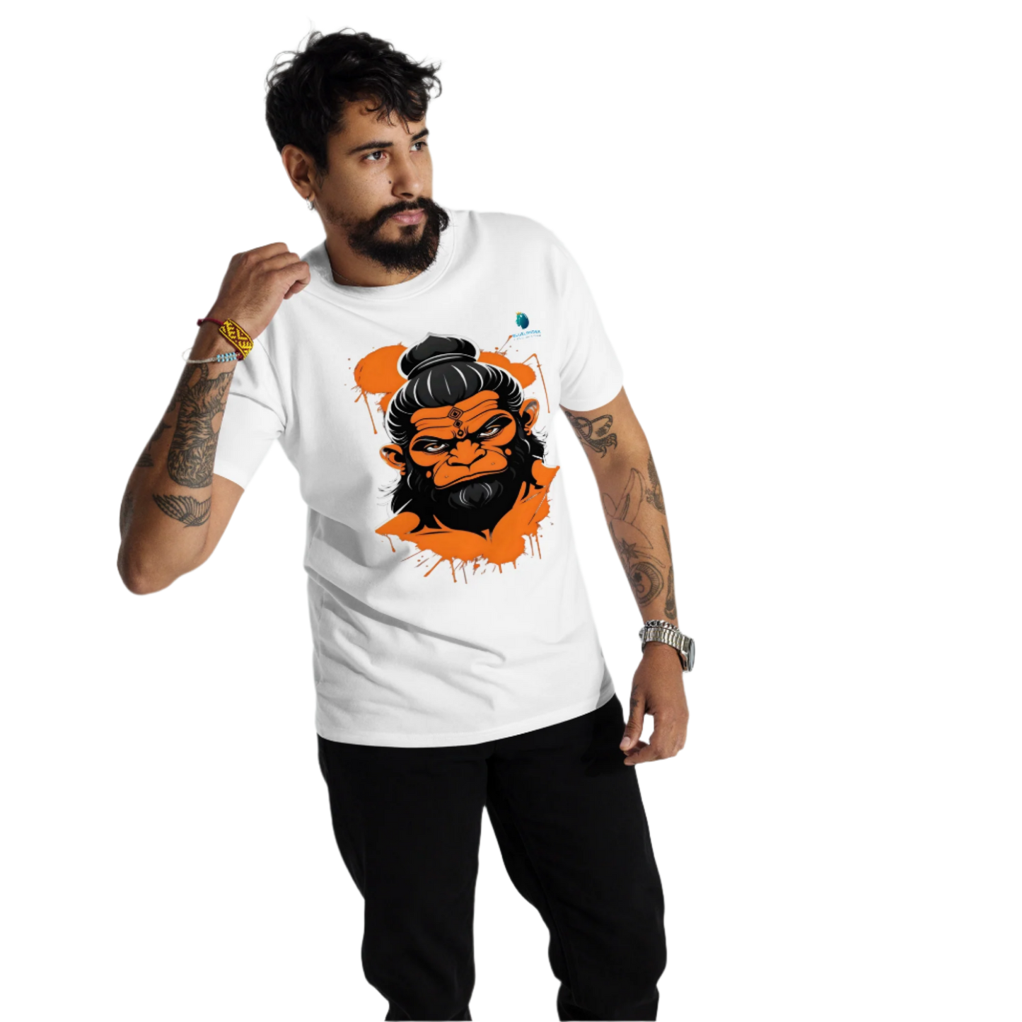 Bluelanders Divine Protection: Soft and Bio-Washed Hanuman premium unisex cotton T-Shirt.